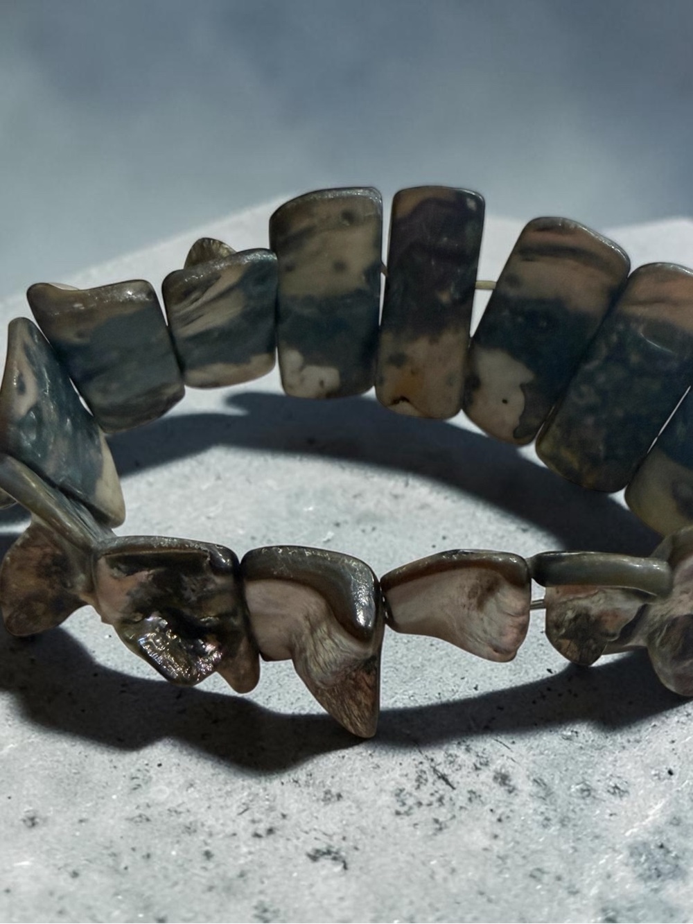 Gray Marbled Stone Stretch Bracelet